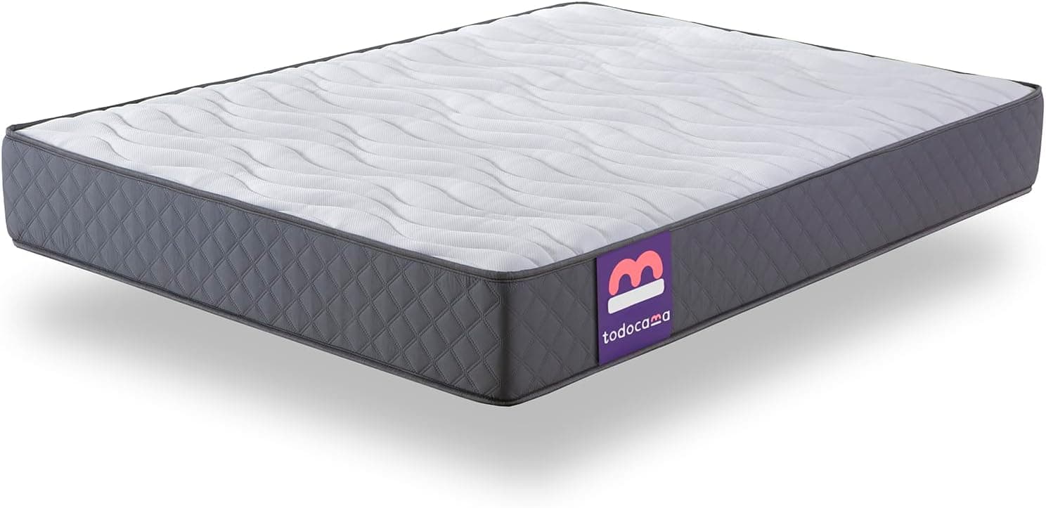 Todocama - Colchão viscoelástico 140 x 200 cm, Pure Flow MAX multicamada, altura 21 cm, firmeza média/alta, tratamento antiácaros, antibacteriano e hipoalergénico. Fabricado em Espanha.