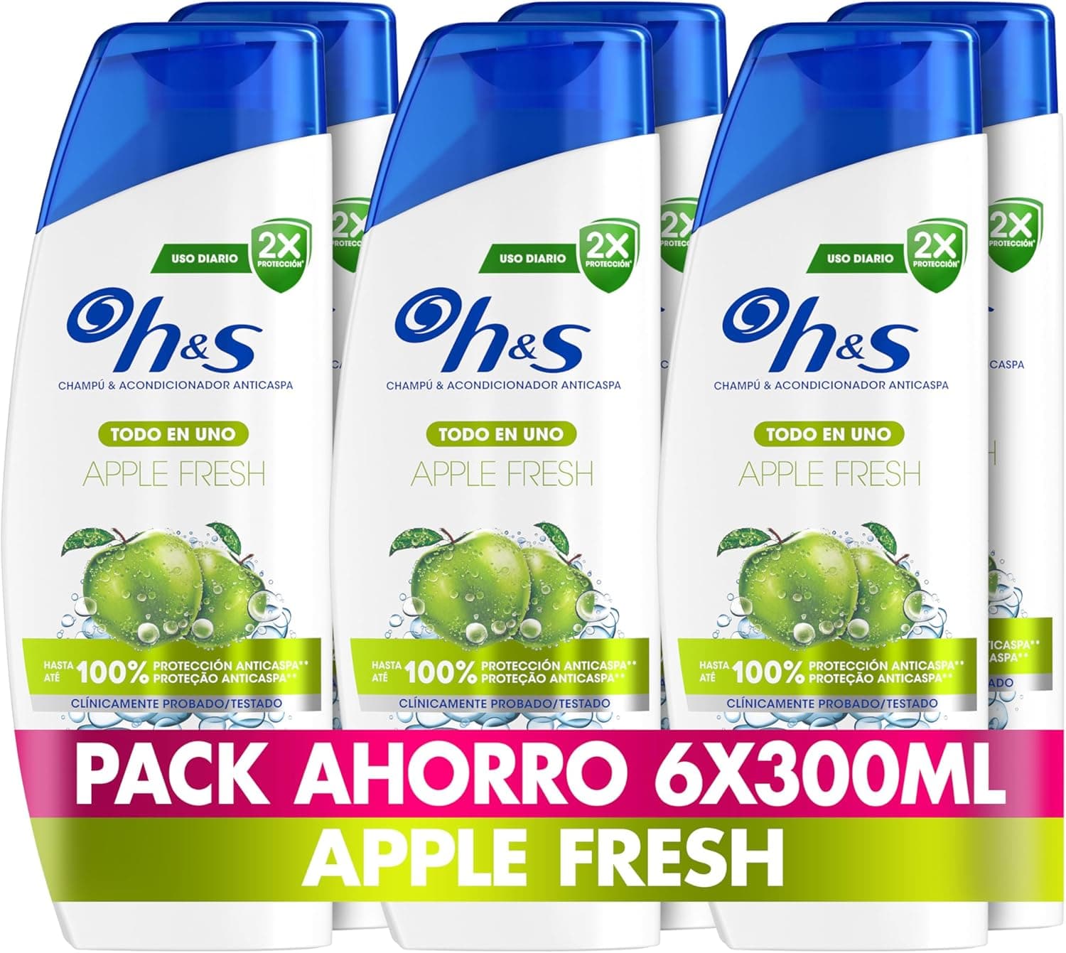  H&S Apple Fresh Shampoo e condicionador anti-caspa tudo em um 300 ml. Até 100% de proteção anti-caspa