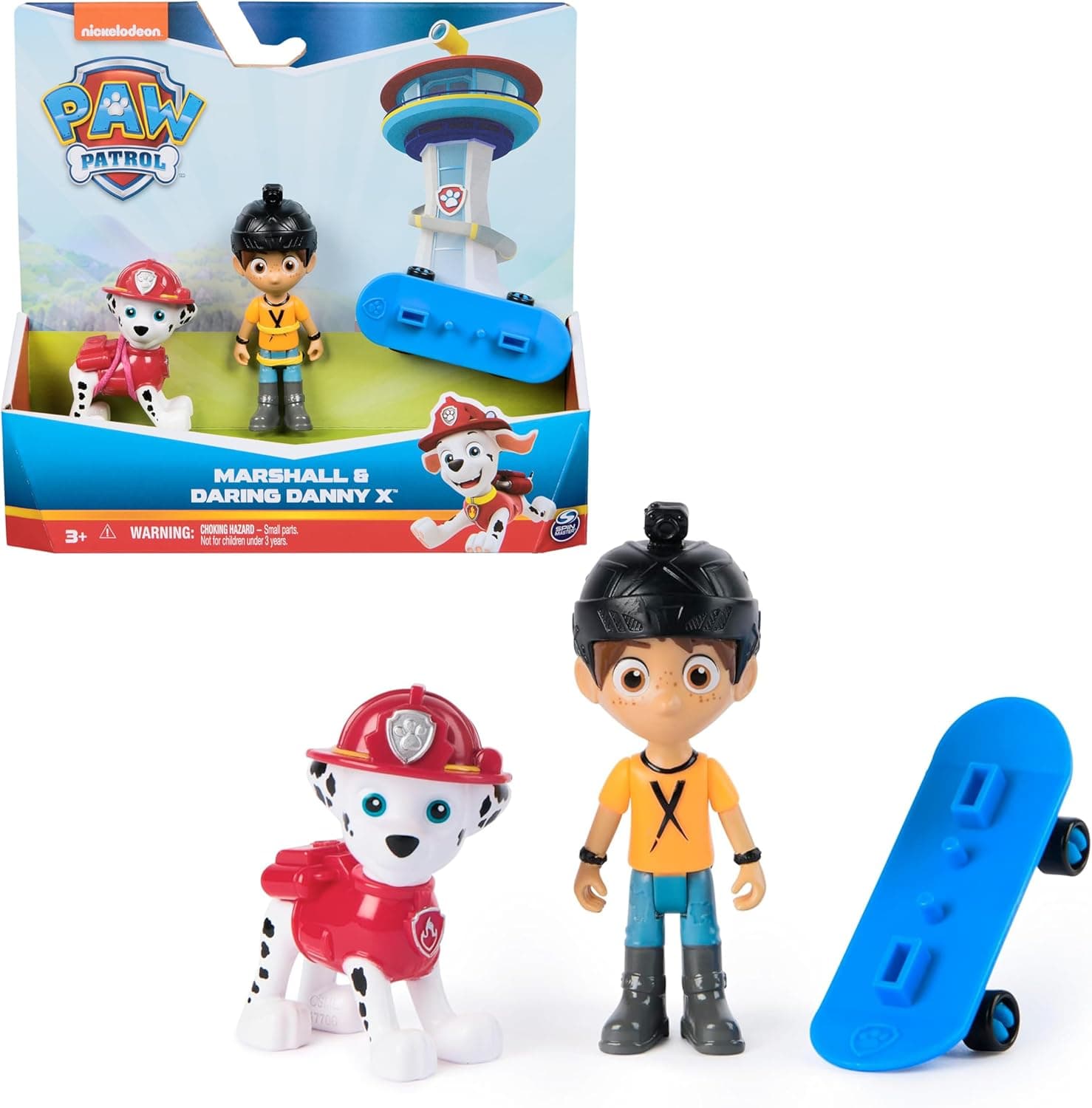 Patrulha Canina - Pack figura Marshall e Daring Danny X com Skate - Patrulha Canina brinquedos - 6070747 - brinquedos crianças 3 anos presente criança 3 anos +