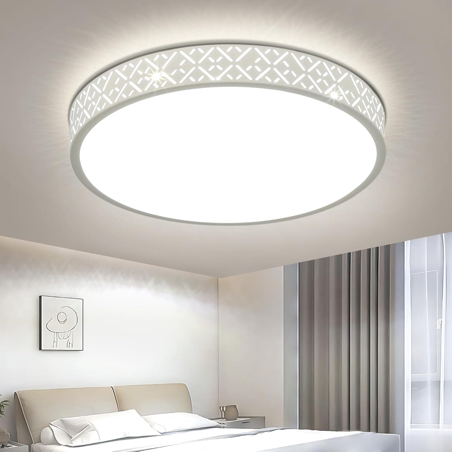 Kuwork | Lâmpada de teto LED moderna em alumínio 4000K para quarto, sala, cozinha, corredor e escritório 30 cm 18W