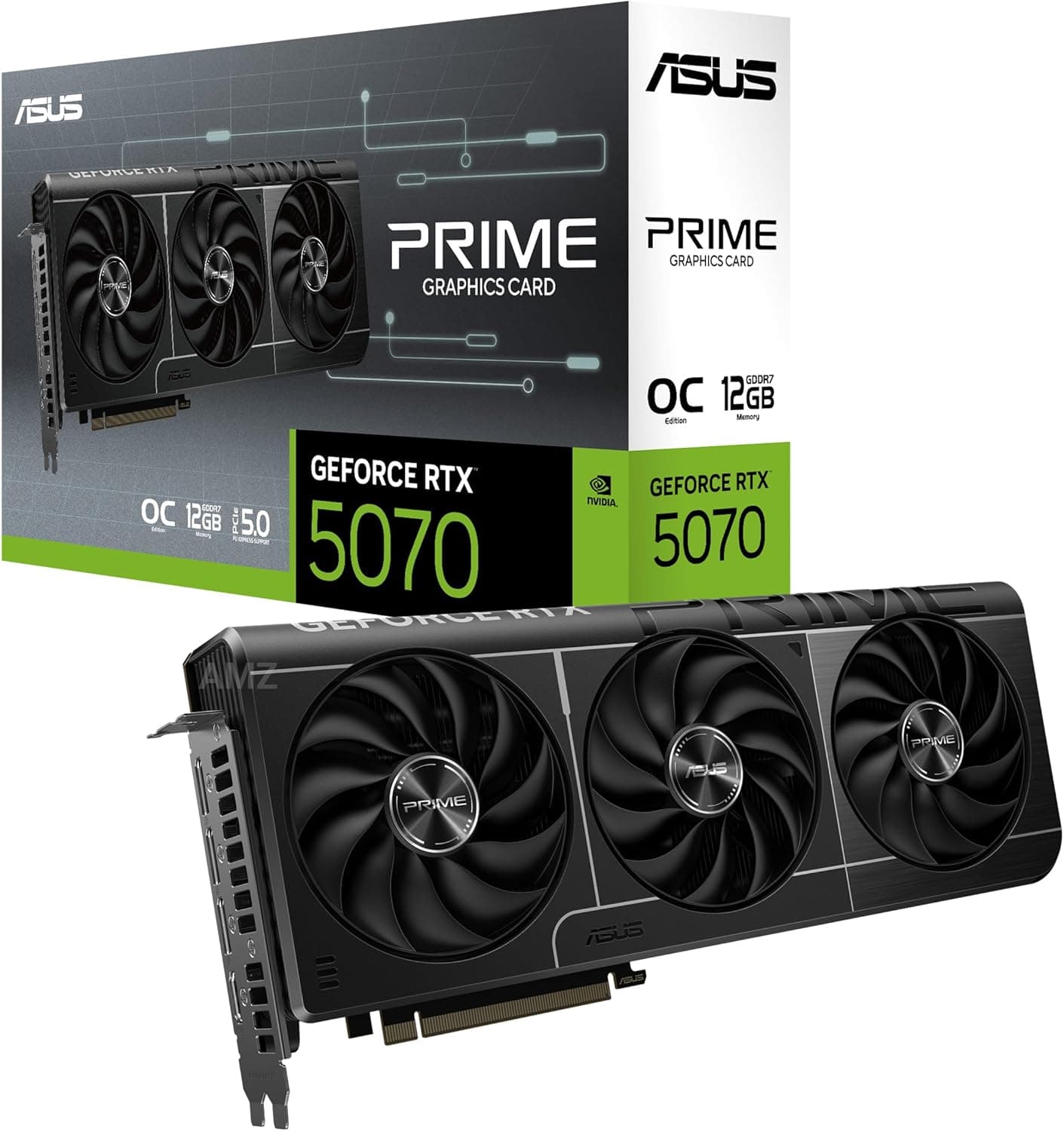 ASUS Prime GeForce RTX 5070 OC Edition 12 GB GDDR7 Placa gráfica SFF-Ready (PCIe 5.0, 12 GB GDDR7, HDMI/DP 2.1, ranhuras de 2,5, ventoinhas Axial-Tech, BIOS duplos)