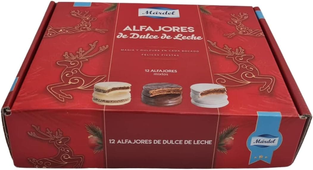 Mardel - Alfajores mistos de milho, pretos e brancos, 12 unidades - edição de festas de Natal