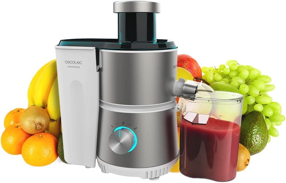 Cecotec Liquidificadora orbital Juice & Fresh 400 Titan White. 400 W, 20000 RPM de velocidade, tamanho compacto, 2 velocidades, disco com revestimento de titânio preto, sistema anti-gotejamento, jarro 