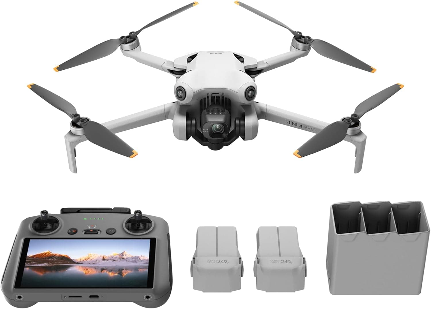 DJI Pack Mini 4 Pro Voe mais com DJI RC 2 (ecrã de controlo remoto), drones câmara 4k, menos de 249 g, 34 min de tempo voo, 2 baterias adicionais, C0