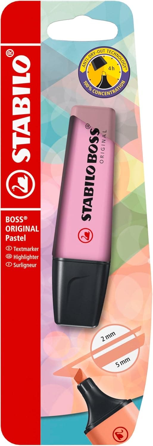 Marcador STABILO BOSS ORIGINAL pastel - pacote com 1 unidade - cor fúcsia gelado