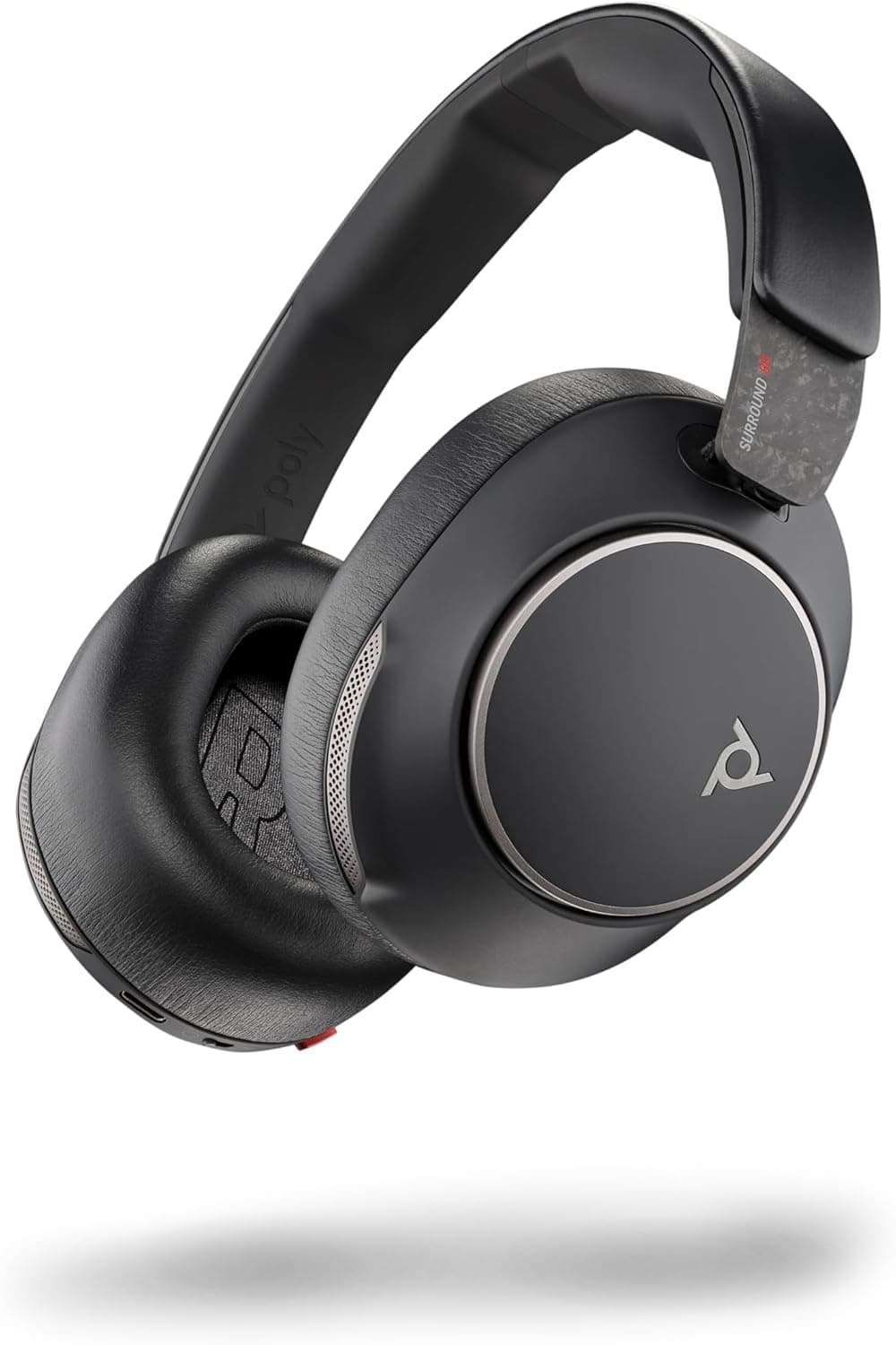 Auricular Bluetooth Poly Voyager Surround 80 UC (Plantronics), microfones com cancelamento de ruído para chamadas nítidas, ANC adaptável, compatível com iPhone, Android, PC/Mac, Zoom, Microsoft Teams