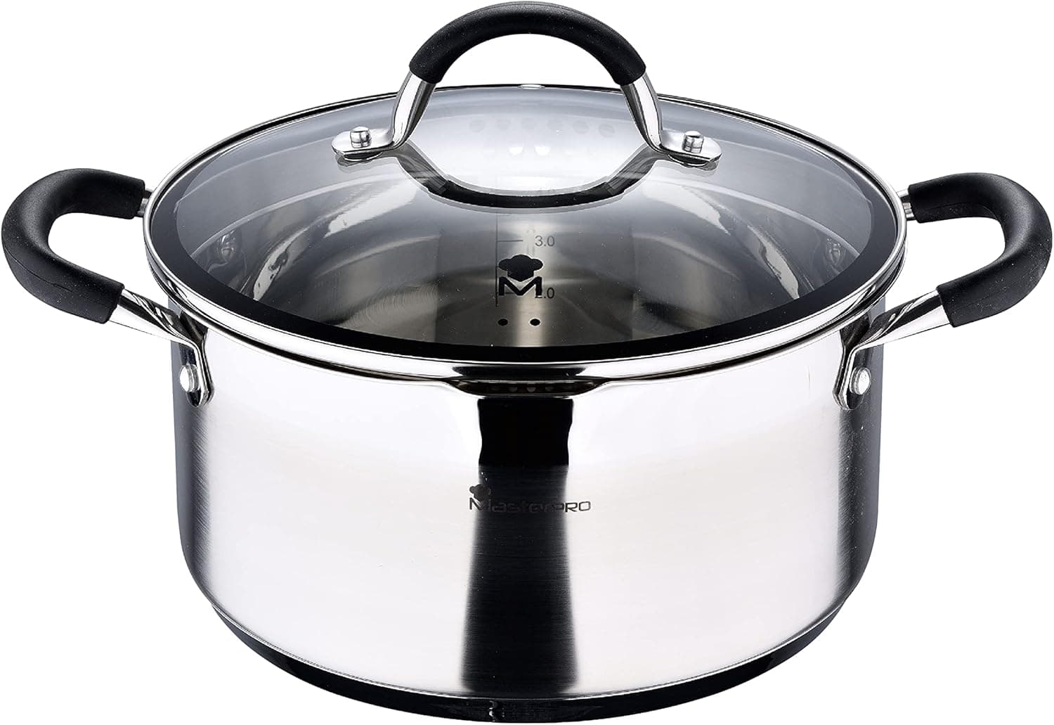 MasterPro Foodies | Tacho de 5 litros em aço inoxidável com revestimento antiaderente e pega ergonómica compatível com todas as placas incluindo indução