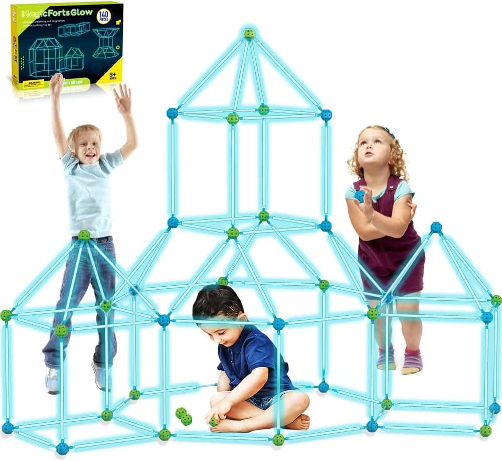 140 unidades kit de construção para crianças 140 peças que brilham no escuro ar fort builder de presente brinquedos para 4 5 6 7 8 9 anos de idade meninas DIY Fort Building túnel loja