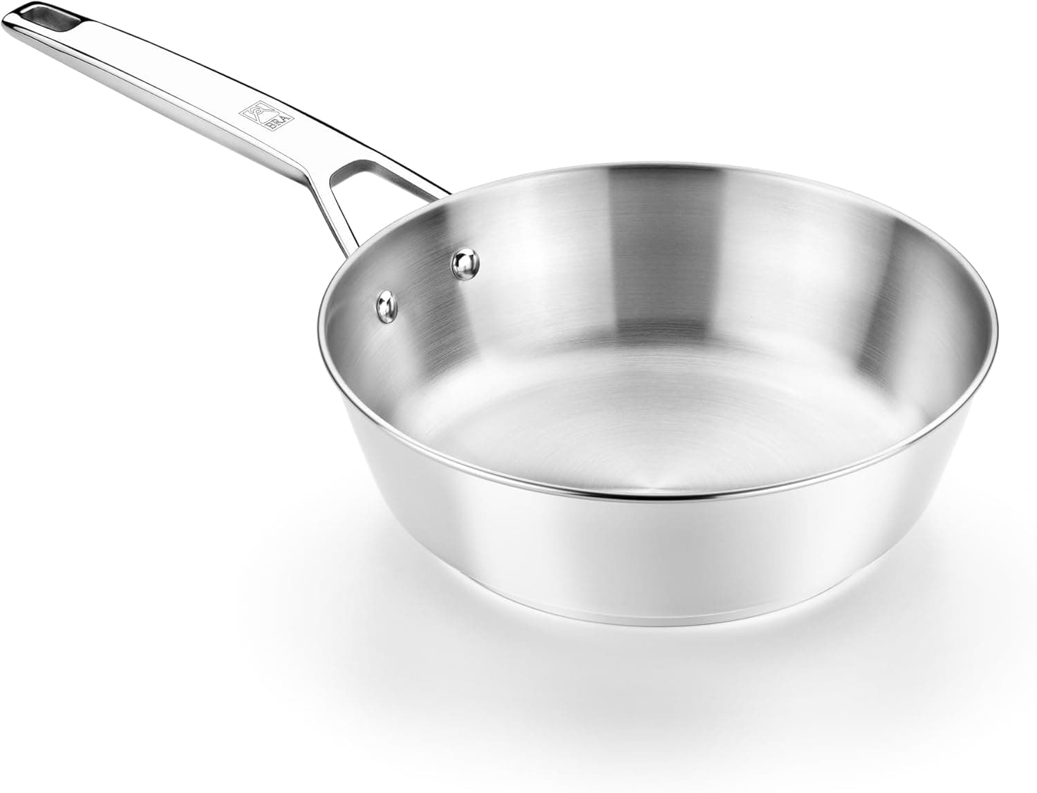 BRA Signature Frigideira Honda 28 cm, aço inoxidável 18/10, sem anti-aderente, fundo difusor triplo, adequado para todos os tipos de cozinha e indução