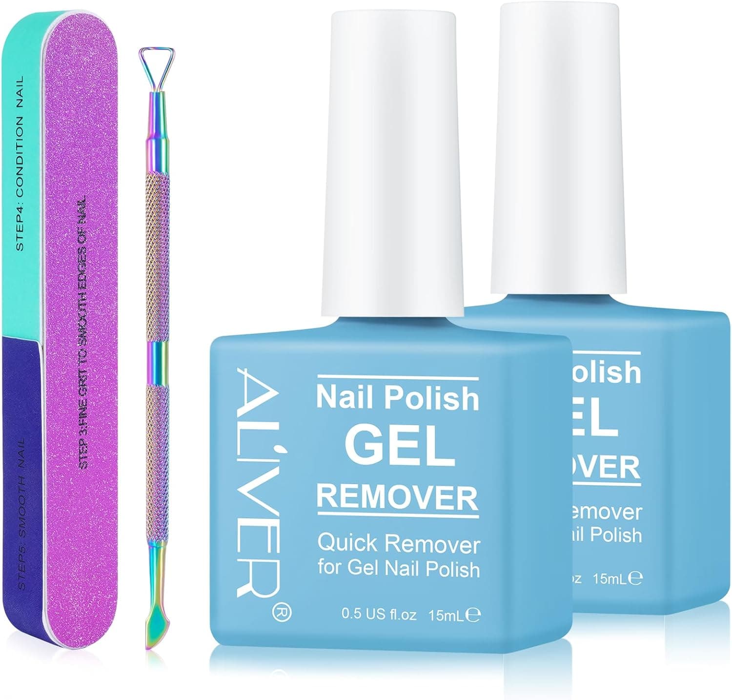 Removedor de esmalte semipermanente, remove esmalte semipermanente, removedor de verniz de gel para unhas em 3-5 minutos, fácil e rápido, 2 peças