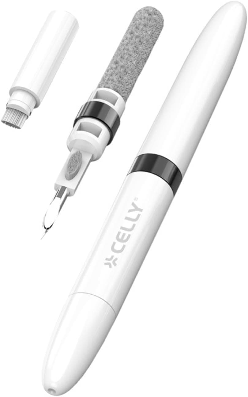 Celly Cleaningkit4IN1 - Kit de limpeza para smartphone, 4 em 1, com 4 acessórios, 2 escovas, 1 ponta de remoção de sujeira e 1 esponja