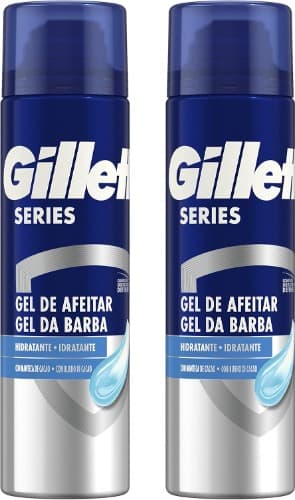 Gillette Série gel de barbear hidratante com manteiga de cacau para máquina de barbear para homem, 200 ml x 2