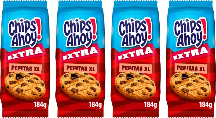Chips Ahoy! XL Extra pipas bolachas bolachas bolachas americanas com pepitas extra grandes de chocolate 184 g x 4
