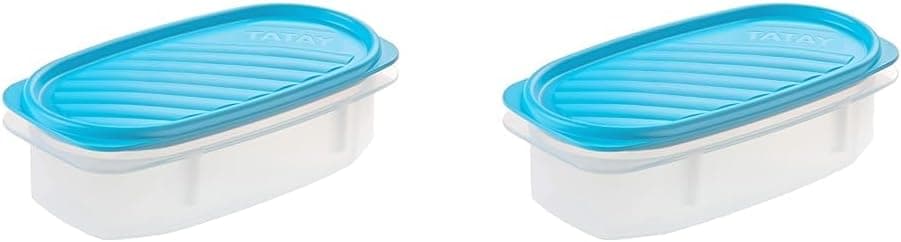 Tatay Lancheira de alimentos, hermética, capacidade de 0,5 l, tampa flexível a pressão, livre de BPA, micro-ondas e máquina de lavar louça, cor azul. Medidas: 18,4 x 9,7 x 6,1 cm (pacote de 2)