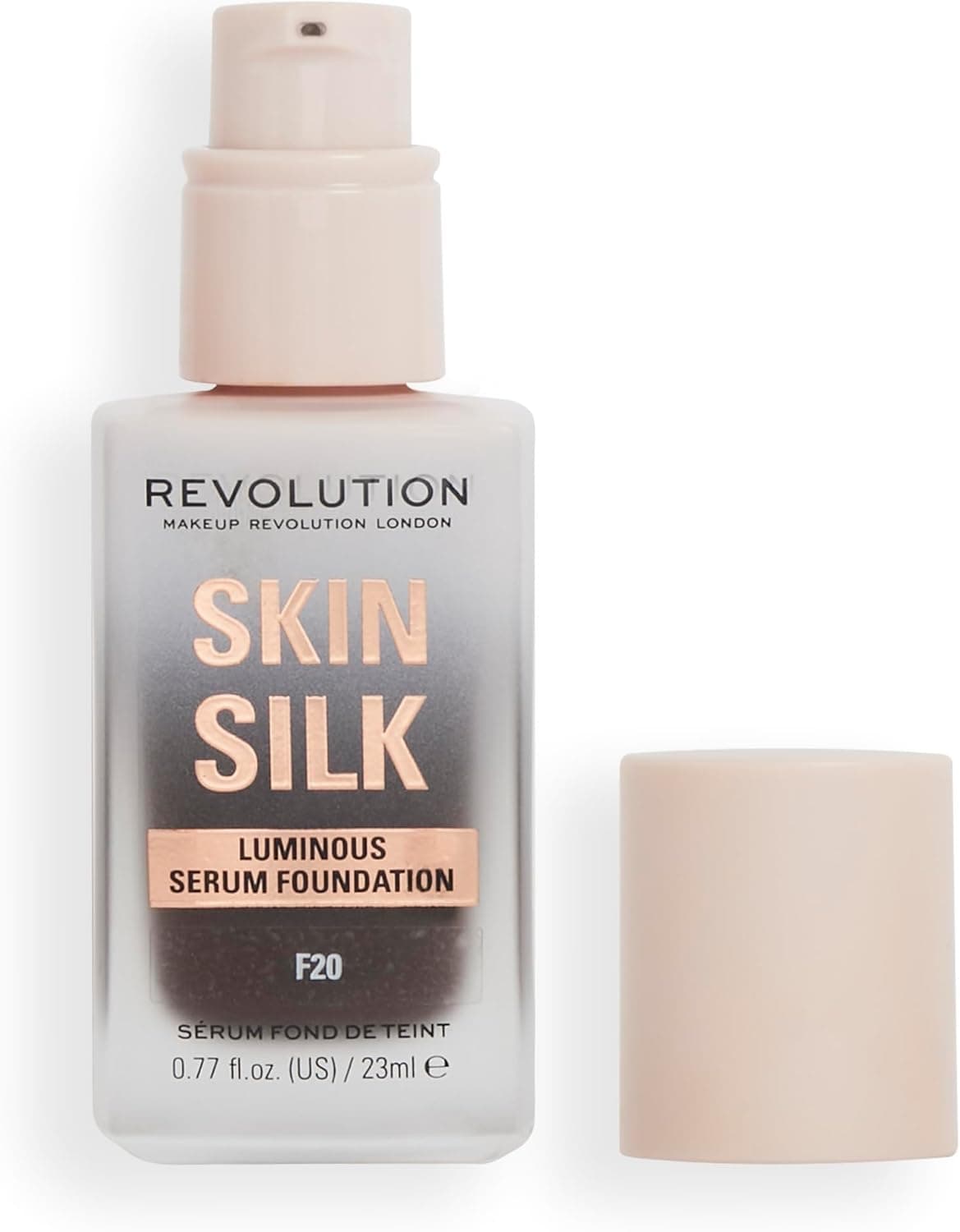 Makeup Revolution, Skin Silk Serum Foundation, Light to Medium Coverage, Contains Hyaluronic Acid, F20, 23 ml