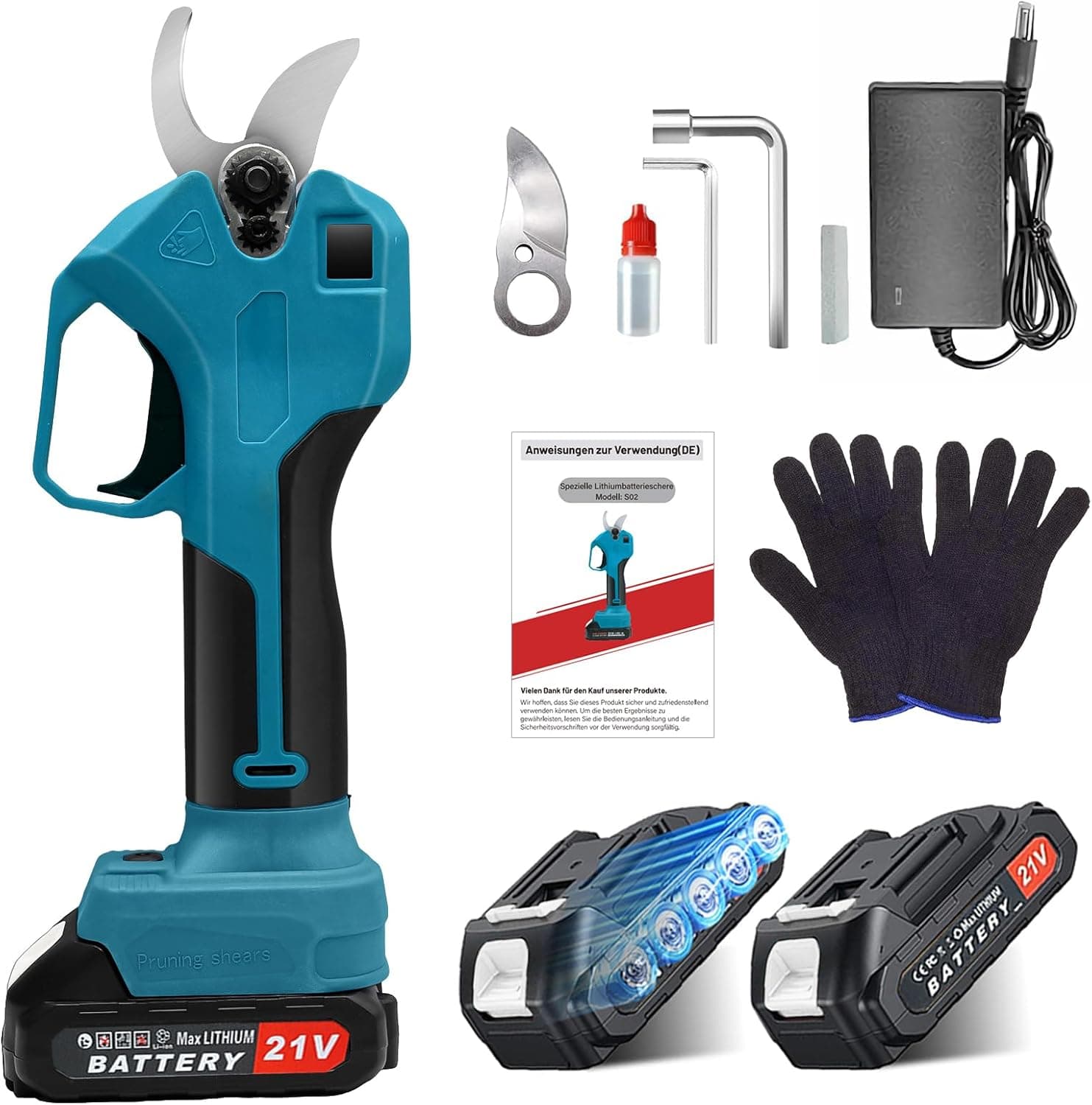 Sentasi Electric Pruner | Tesoura de poda elétrica sem fios com 2 baterias 2000 mAh e corte até 25 mm