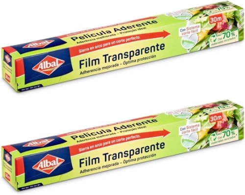 Albal | Rolo de filme transparente extra largo com corte fácil, 30 m x 32,5 cm e 70% materiais reciclados