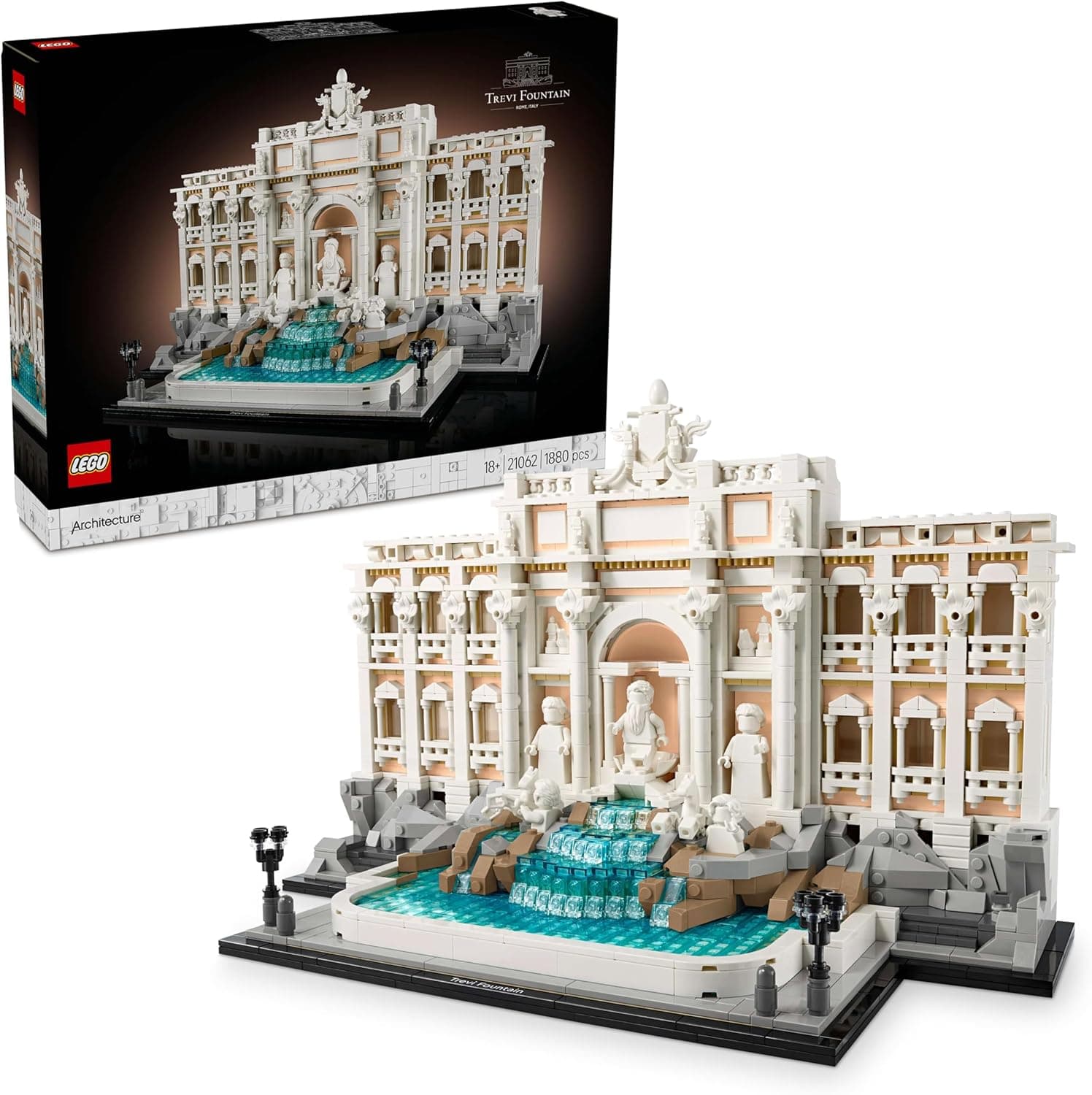 LEGO Architecture Fontana di Trevi Maquete para construção para adultos, monumento italiano de fonte barroco e minifiguras, decoração de casa, presente para viajantes 21062