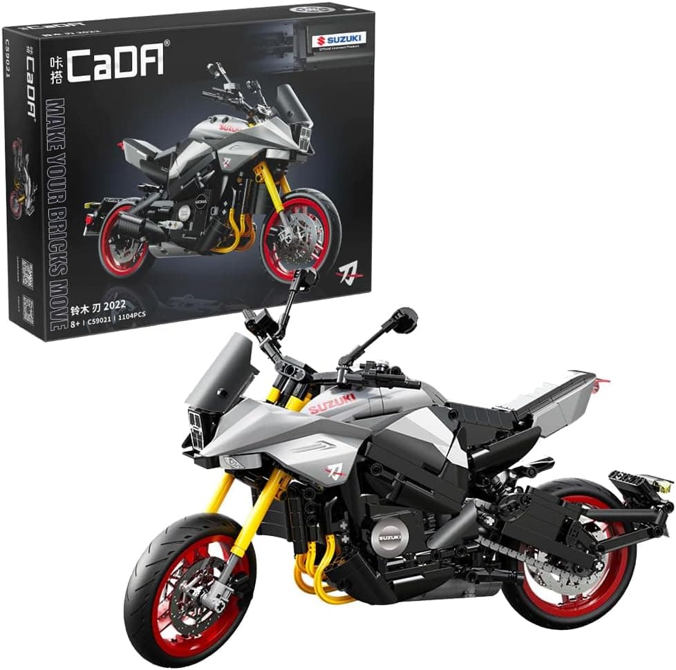CaDA - Suzuki CATANA 2022 - Conjunto de construção - Moto de estrada, de cor cinzento - preto - 1104 peças - 8 anos - Escala 1:6 (DEQUBE 927DE59021)
