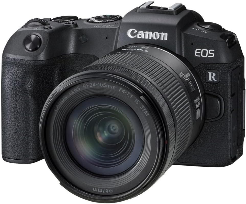 CANON EOS RP Câmara Mirrorless lente RF 24-105 mm F4-7.1 IS STM, câmara móvel Full Frame (26,2 MP), 5 EV, vídeo 4K 25fps, duplo Pixel CMOS AF, ecrã táctil com ângulo variável, Preto