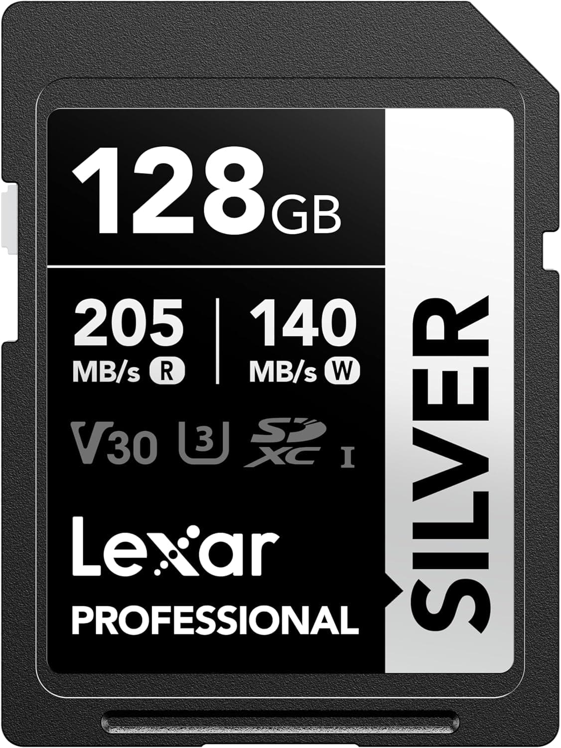 Lexar Cartão SD de 128 GB Silver, até 205 MB/s de leitura, cartão de memória SDXC UHS-I, classe 10, U3, V30, SD Card para fotógrafos profissionais, videógrafos e entusiastas