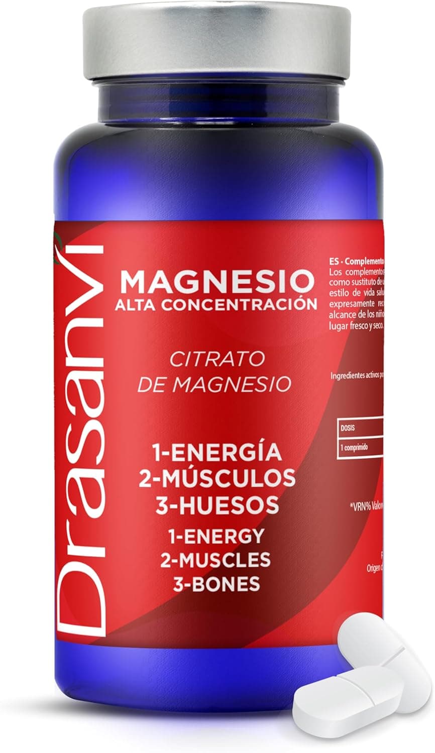 DRASANVI Citrato de magnésio excelente alta concentração | magnésio para cansaço e fadiga, 217 mg por comprimido, magnésio alta absorção, 90 comprimidos = 90 dias