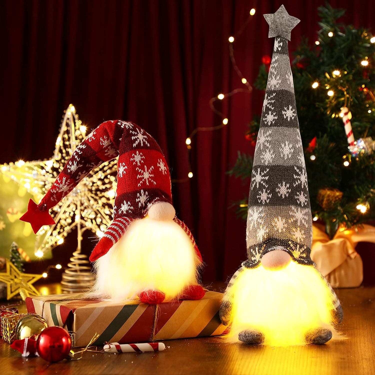 Toyvian GNOME Decorações de Natal com luz LED, pacote de 2 unidades suecas de Natal GNOME - Nídico Nisse figura boneca decoração de festa
