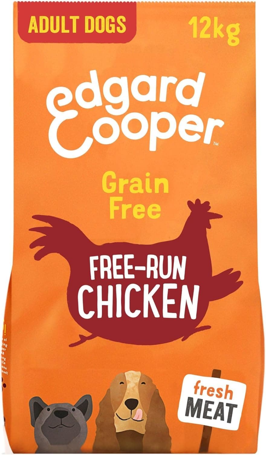 Edgard & Cooper Alimento para cães, adultos, (frango, 12 kg), comida seca natural sem cereais, carne fresca e sem adição de açúcares, proteína de qualidade