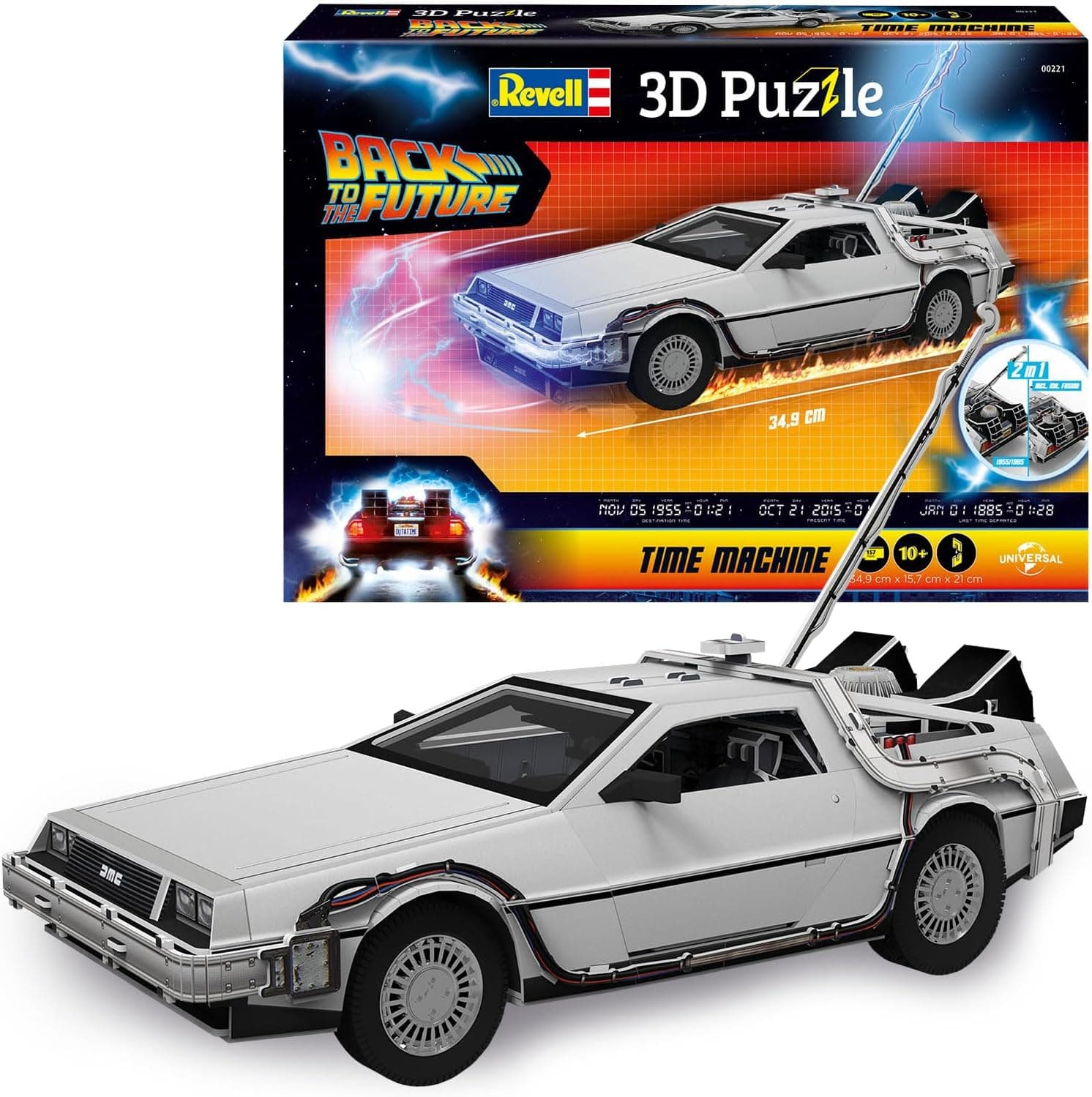 Revell 00221" Back to The Future Delorean Puzzle 3D quebra-cabeças, multicolorido