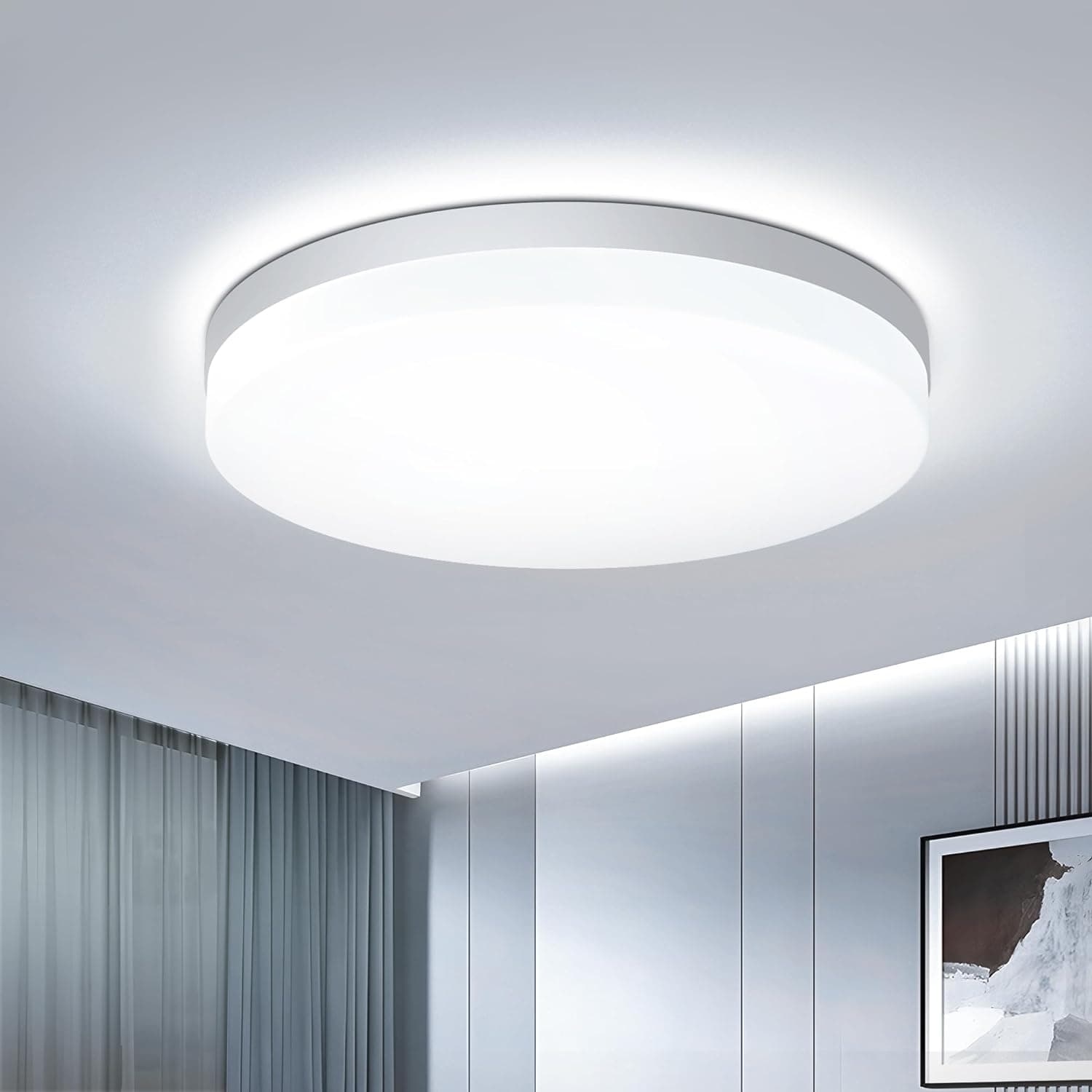 EASY EAGLE Plafon LED redondo 36 W, 6500 K lâmpada LED teto 3600 LM, IP44 luz moderna impermeável, candeeiros para cozinha casa de banho cozinha sala quarto varanda corredor Ø 23 cm