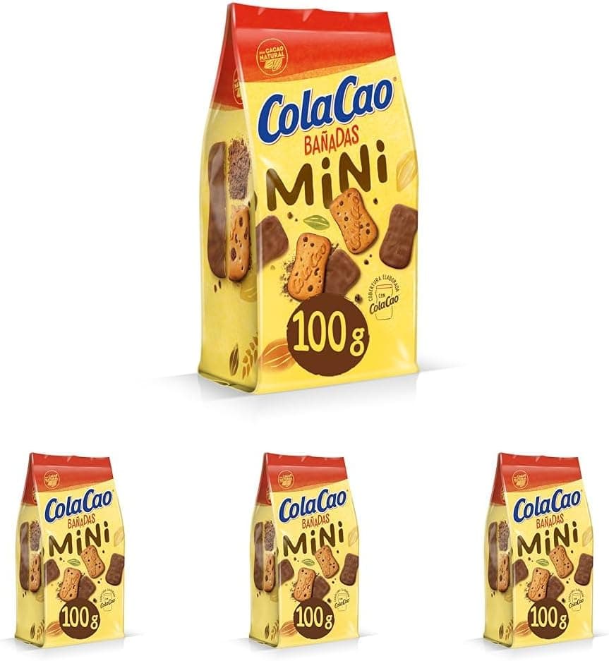 ColaCao, Minigalleta, banhada em cacau natural, com pepitas de chocolate, 100 g (embalagem de 4)