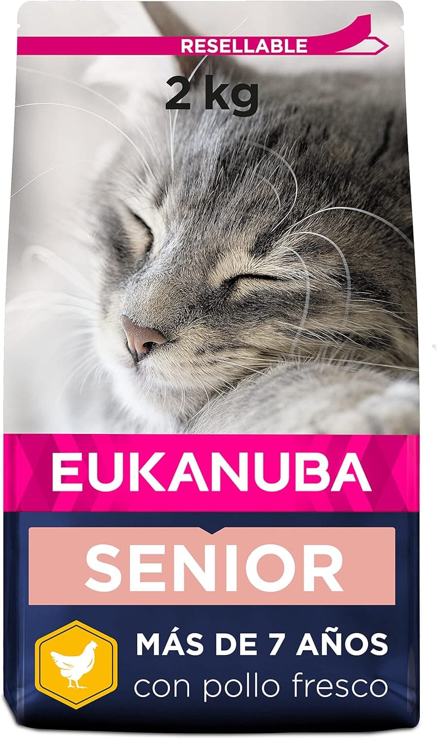 Eukanuba Alimento seco para gatos idosos, rico em frango fresco, 2 kg
