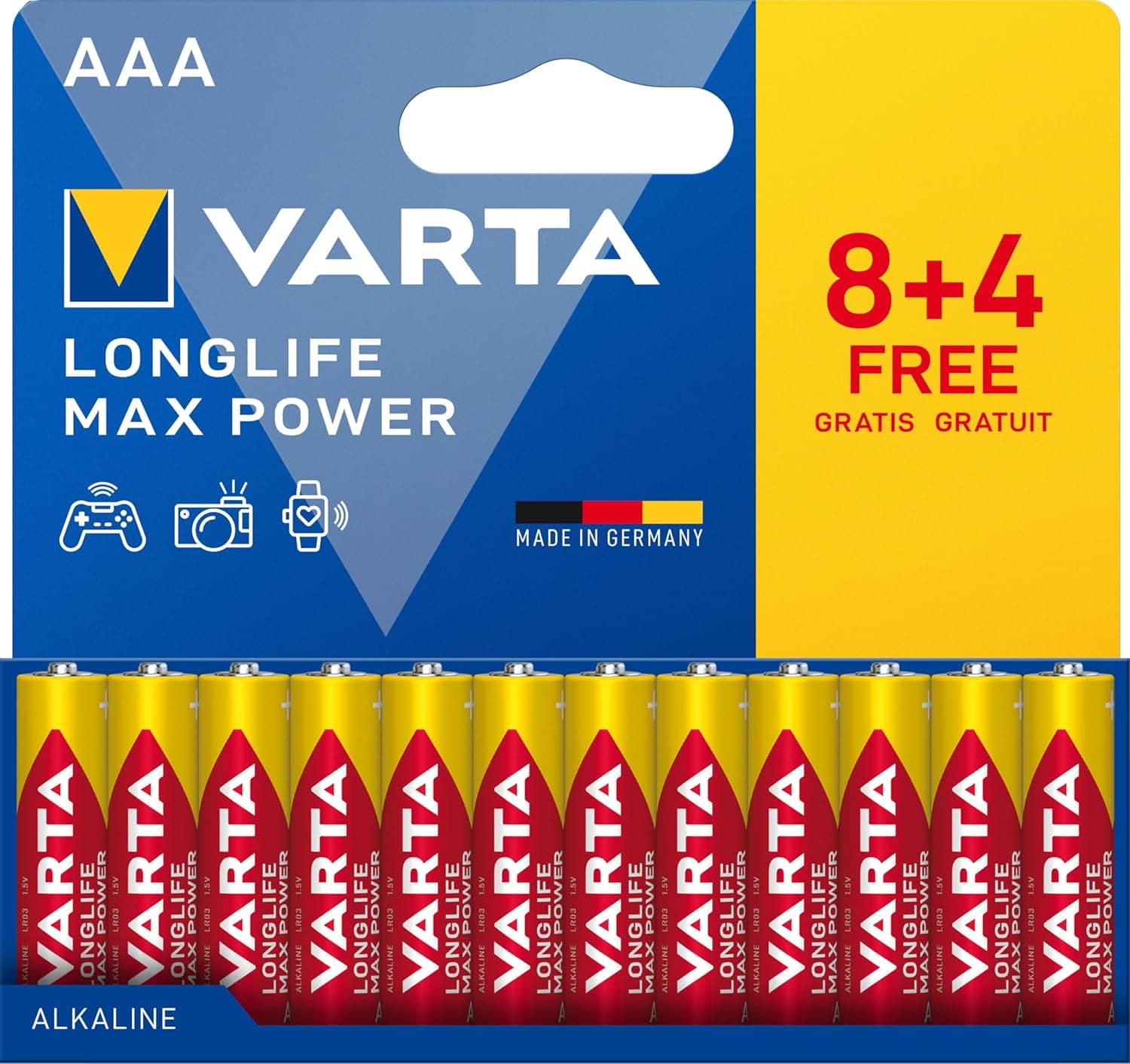 Longlife MAX Power AAA Pack 12 (8+4)