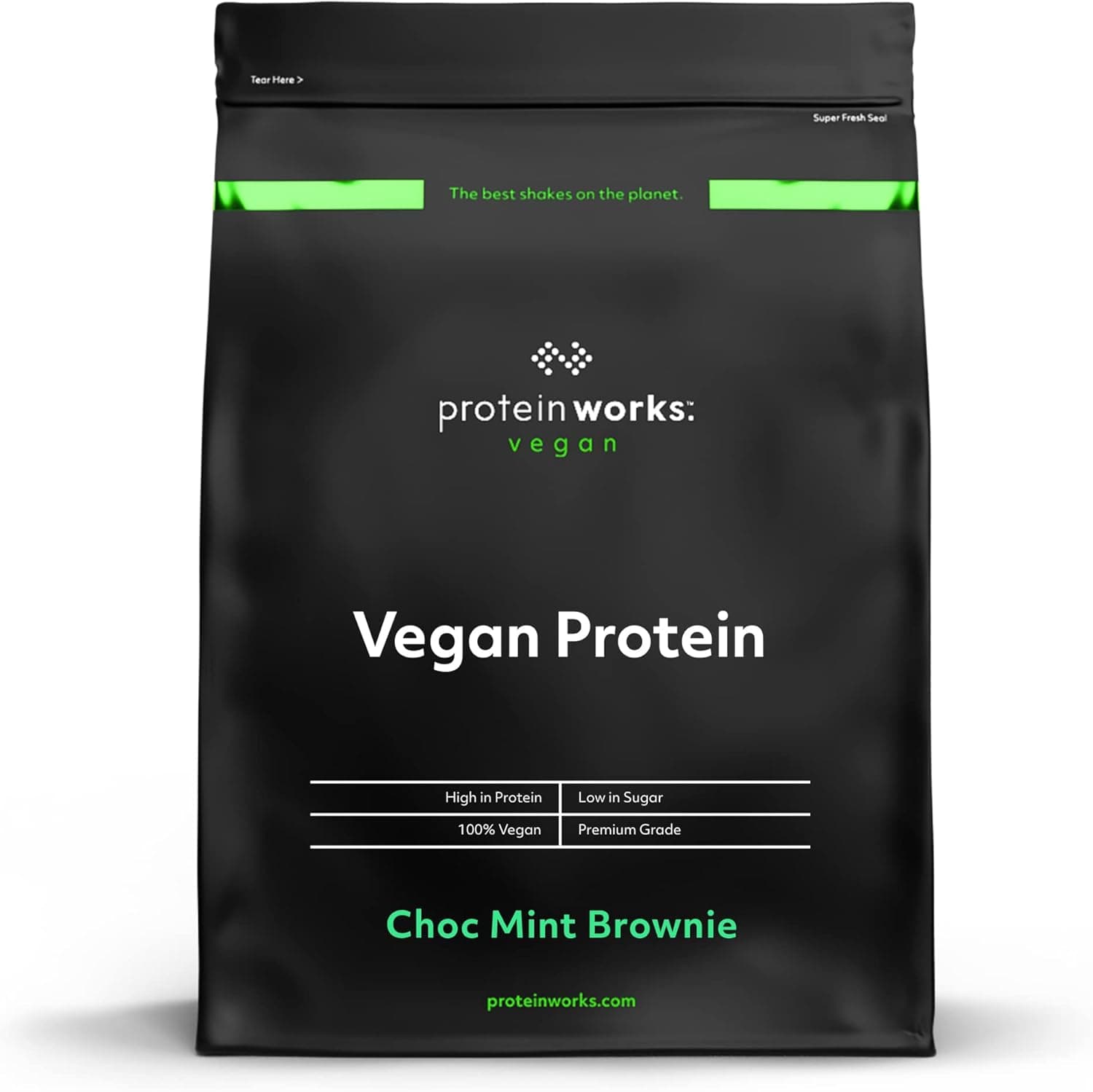 Protein Works - Proteína vegana, 100% A base de plantas, sem glúten - baixo em gorduras, Brownie de chocolate com menta - 1 kg