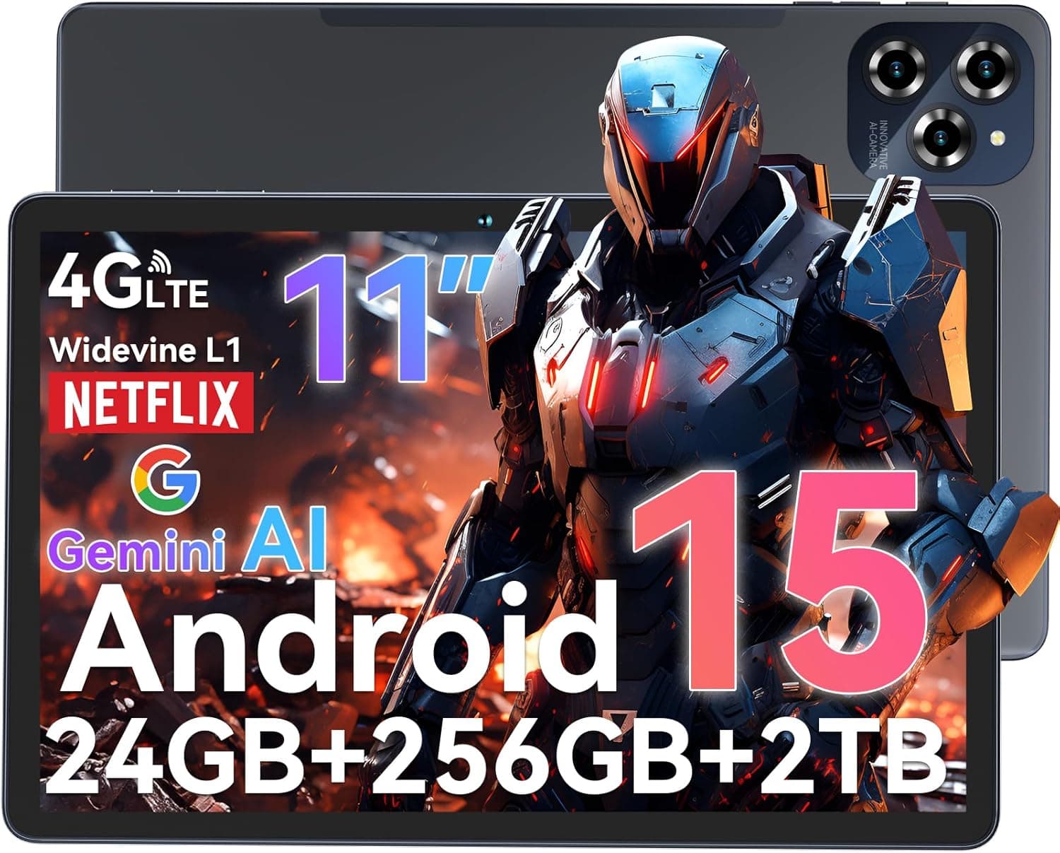 TABWEE W90 Android 15 Tablet de 11 polegadas - Gemini Ai, 24 GB RAM+ 256 GB ROM, 2TB Table, Octa-Core T615, Widevine L1, 1920 x 1200 FHD, Tabelas 4G LTE/ 5G WiFi, 80000 0 mAh. , câmara 16 MP + 8 MP