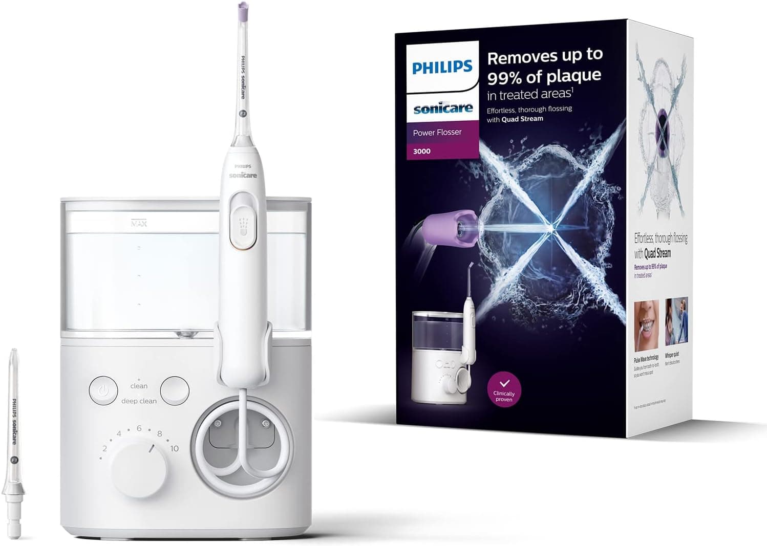 Philips Irrigador oral Philips Sonicare Power Flosser 3000 com tecnologia Quad Stream (modelo HX3711/20), branco