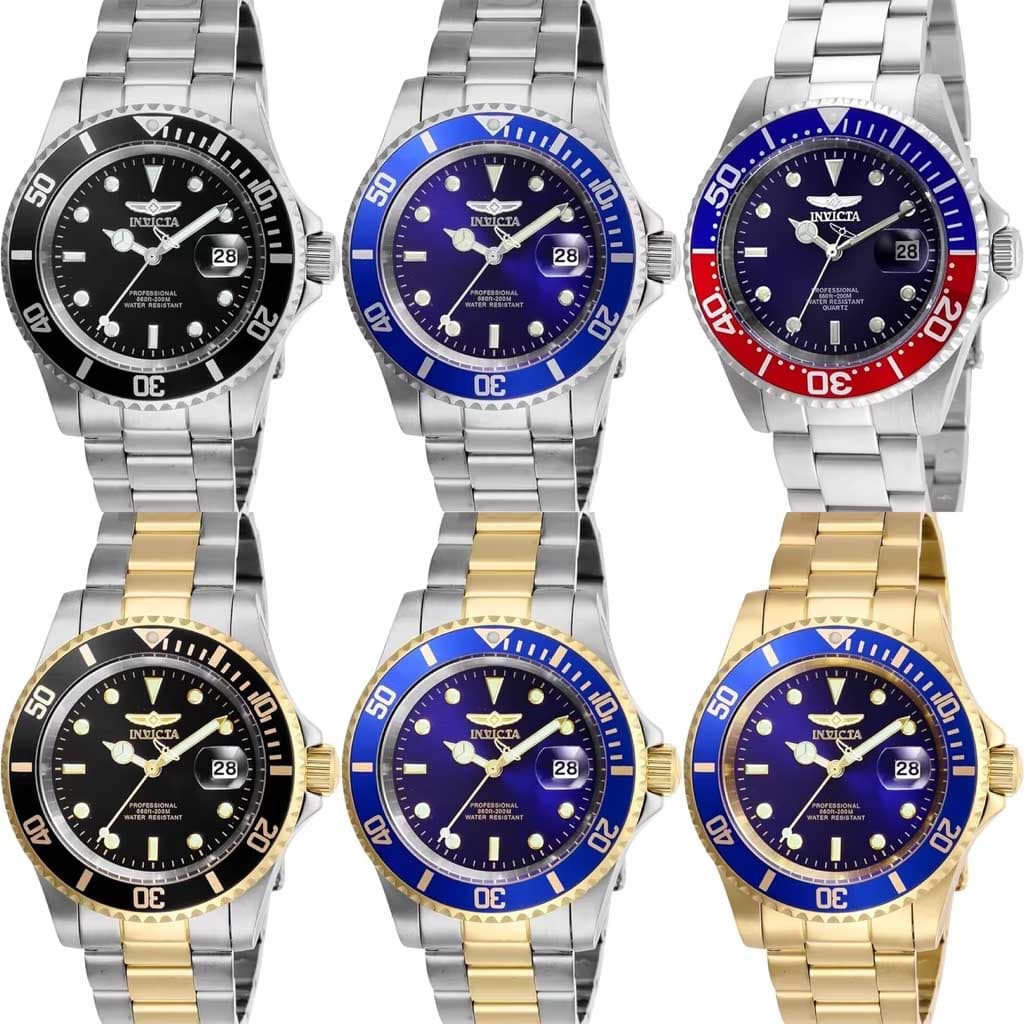 Invicta Pro Diver Relógio de quartzo masculino de aço inoxidável, 40 mm