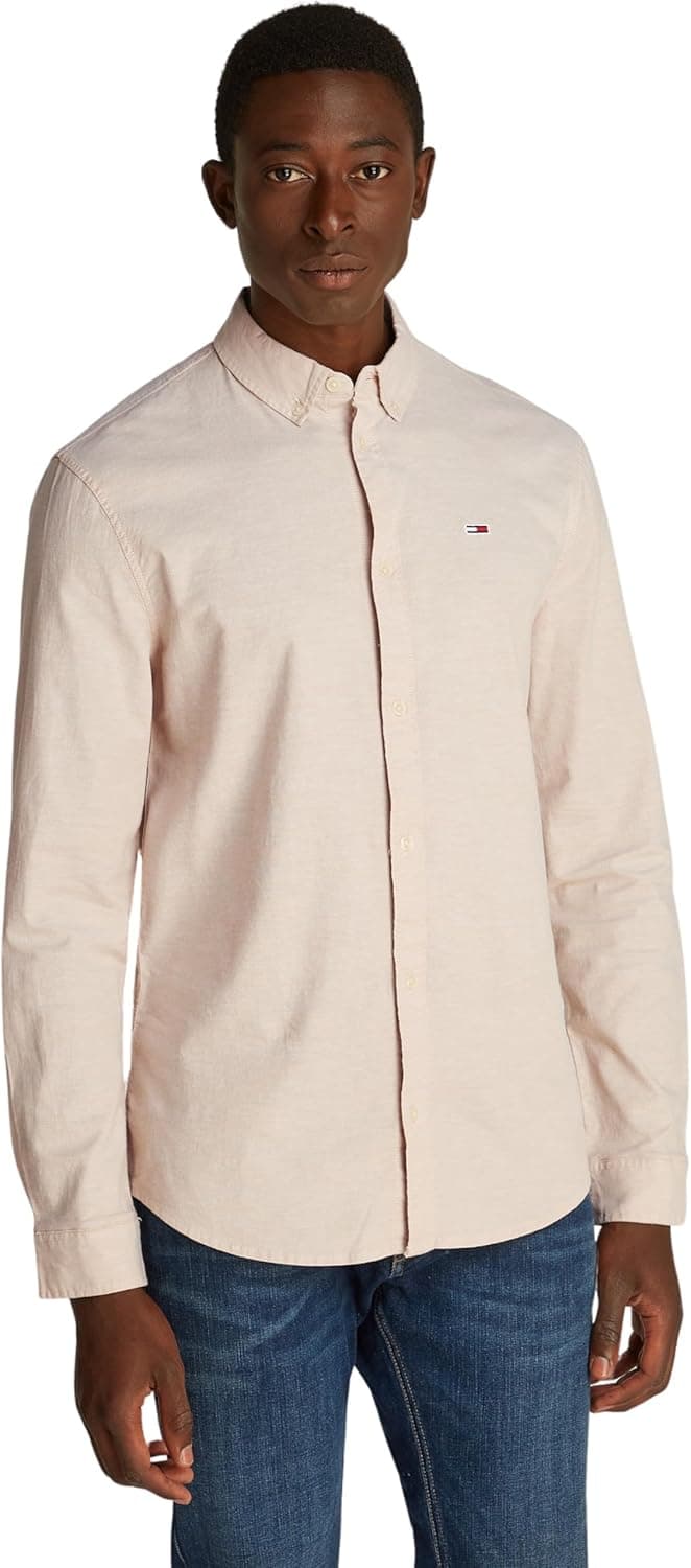 Tommy Jeans Camisa de homem TJM Slim de manga comprida