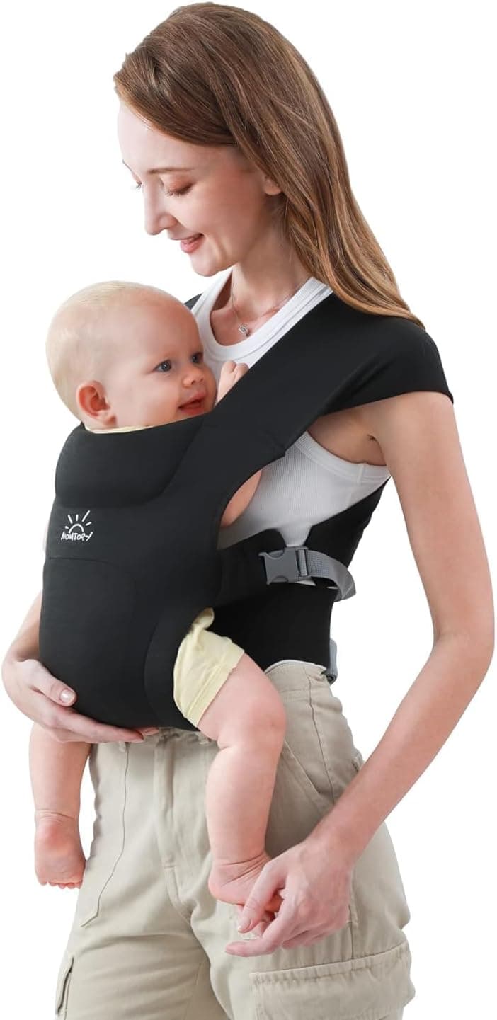 MOMTORY Embrace mochila porta-bebés ergonómica recém-nascidos, carregador ergonómico para bebés unissexo com gancho e laço para ajuste fácil, 3-12 kg