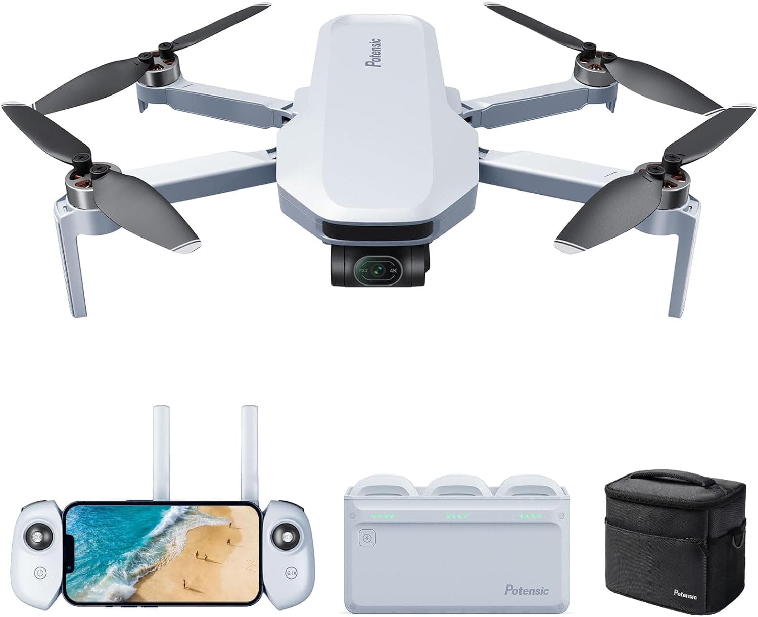 Potensic ATOM Combo 4K GPS Drone, gimbal em 3 eixos, 6 KM transmissão <249 g, 3 baterias e carregamento HUB, 32 m cada bateria, rastreamento visual/QuickShots/RTH, FPV Dron para adulto iniciante, C0