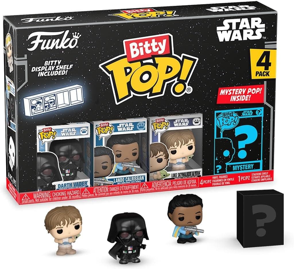 Funko Bitty Pop! SW - Vader 4pkY uma minifigura misteriosa surpresa - 0,9 polegadas (2,2 cm) - Star Wars colecionável - Revista empilhável incluída 