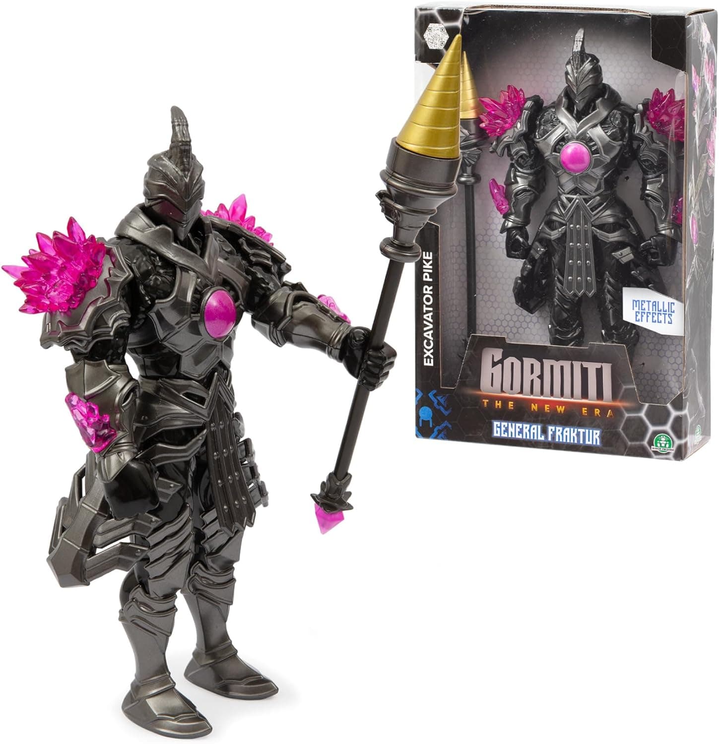 Gormiti Figura de 27 cm do vilão malvado Fraktur, Gormiti da Nova Era, armadura de remoção e coloca, cores brilhantes com acabamentos metálicos, 9 pontos de articulação, famosa (GRV09201)