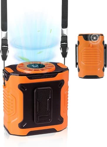 Gkstly | Ventilador portátil de cintura com clip, 10 velocidades, fluxo de ar forte e luz LED, bateria 5000 mAh com carga rápida