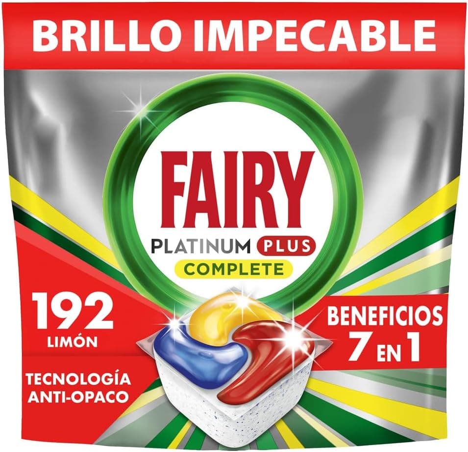 Fairy Platinum Plus Cápsulas da máquina de lavar louça, tudo em um limão, 192 cápsulas