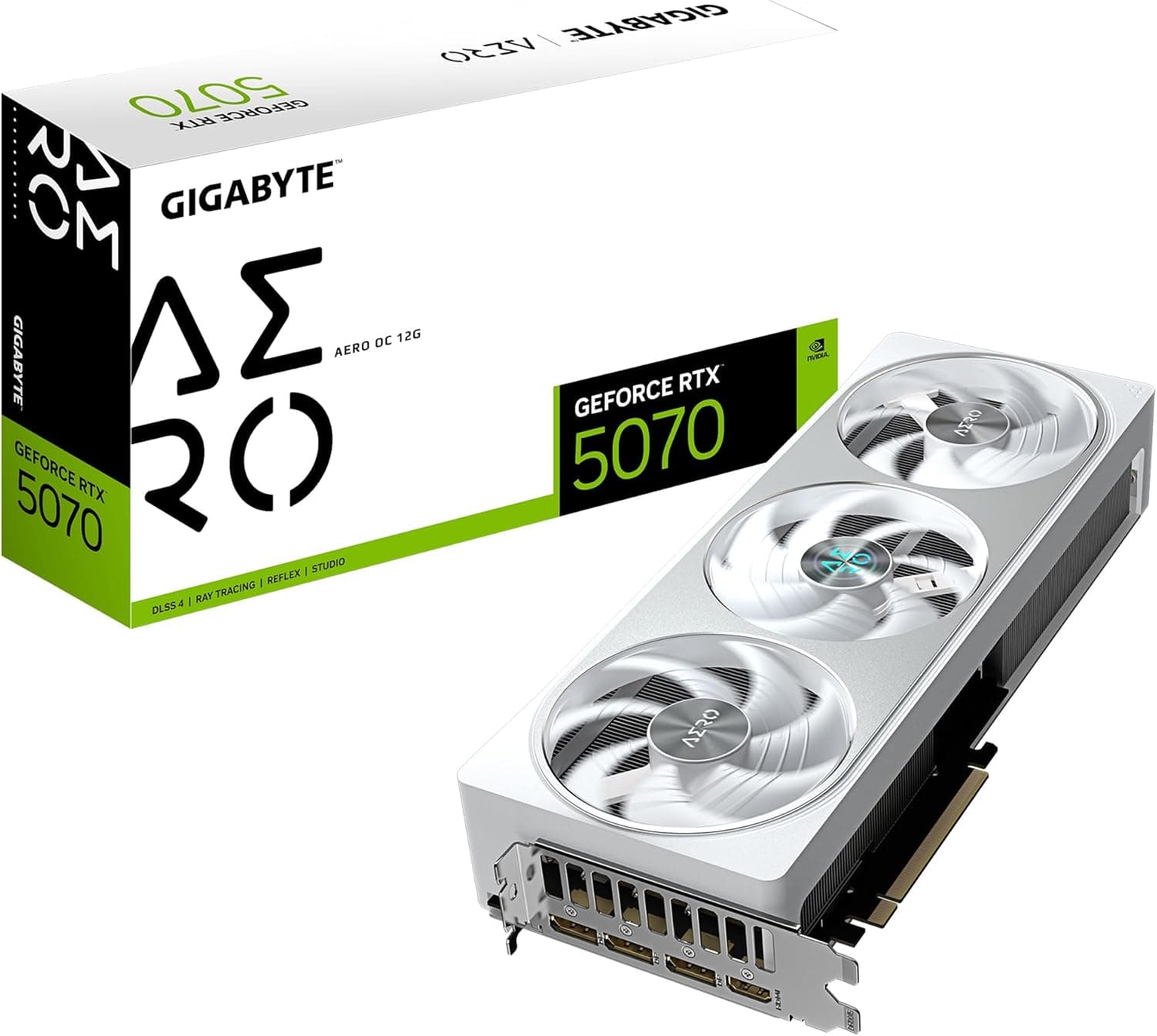 Gigabyte GeForce RTX 5070 Aero OC 12G Placa gráfica, 12 GB GDDR7, 192 bits, PCI-E 5.0, 2625 MHz Core Clock, 3 x DP 2.1a, 1 x HDMI 2.1b, NVIDIA DLSS 4
