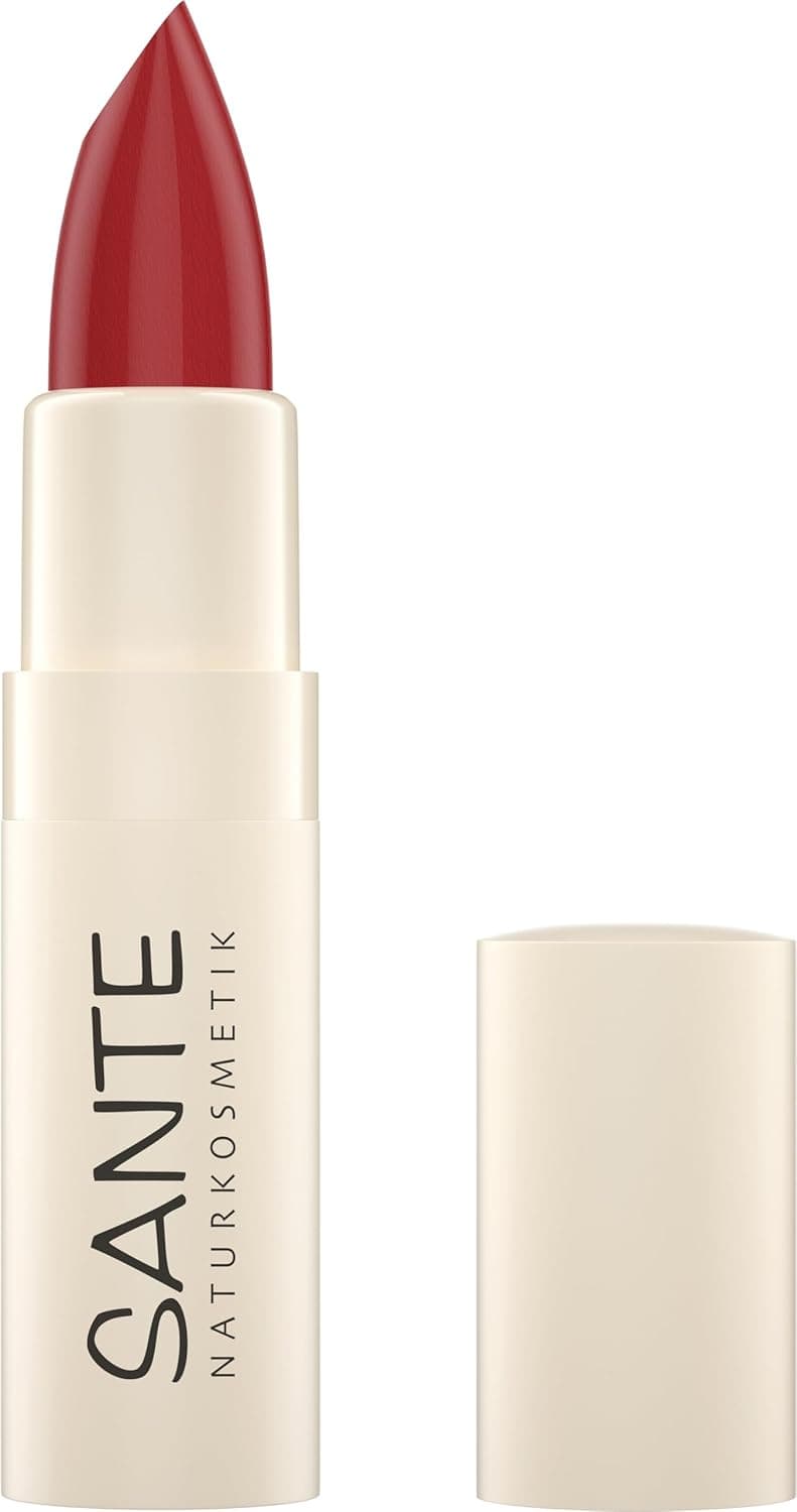 Sante Naturkosmetik Moisture Lipstick 06 Rose Blush | Batom hidratante com ácido hialurónico em tom vermelho claro, 4,5 g