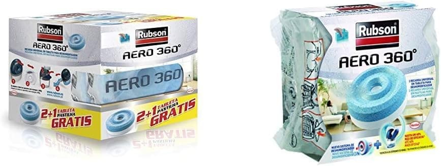 Rubson Aero 360 | Conjunto de 3 recargas de pastilhas para desumidificador