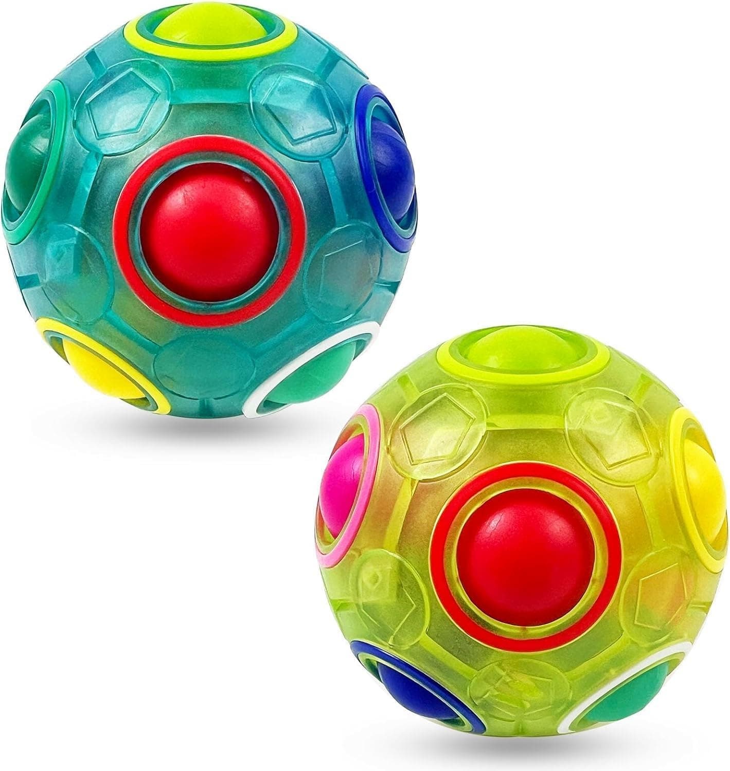 EACHHAHA 2 pacotes Magic Rainbow Ball, bola mágica 3D puzzle ball para crianças e adultos (azul verde )