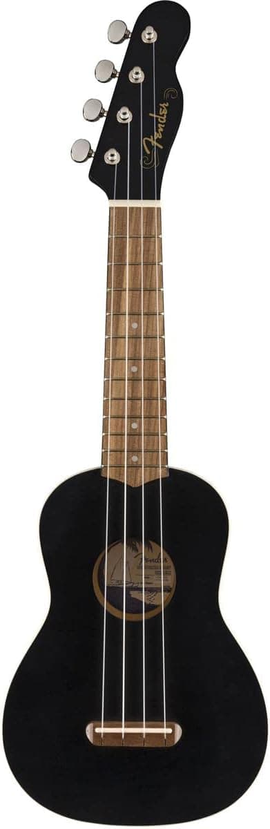 Fender Venice - Ukelele soprano - preto, inclui cursos virtuais gratuitos no Fender Play