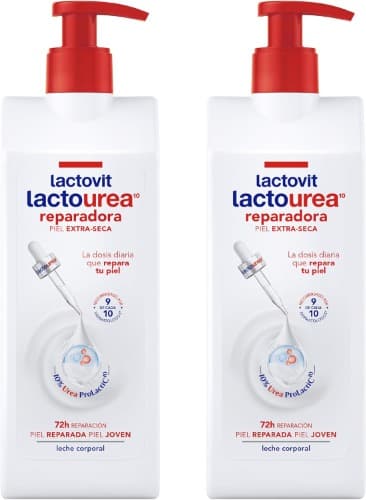 Lactovit - Leite corporal reparador de lactourea com proteção de cálcio, para peles secas e extra secas, 400 ml x 2
